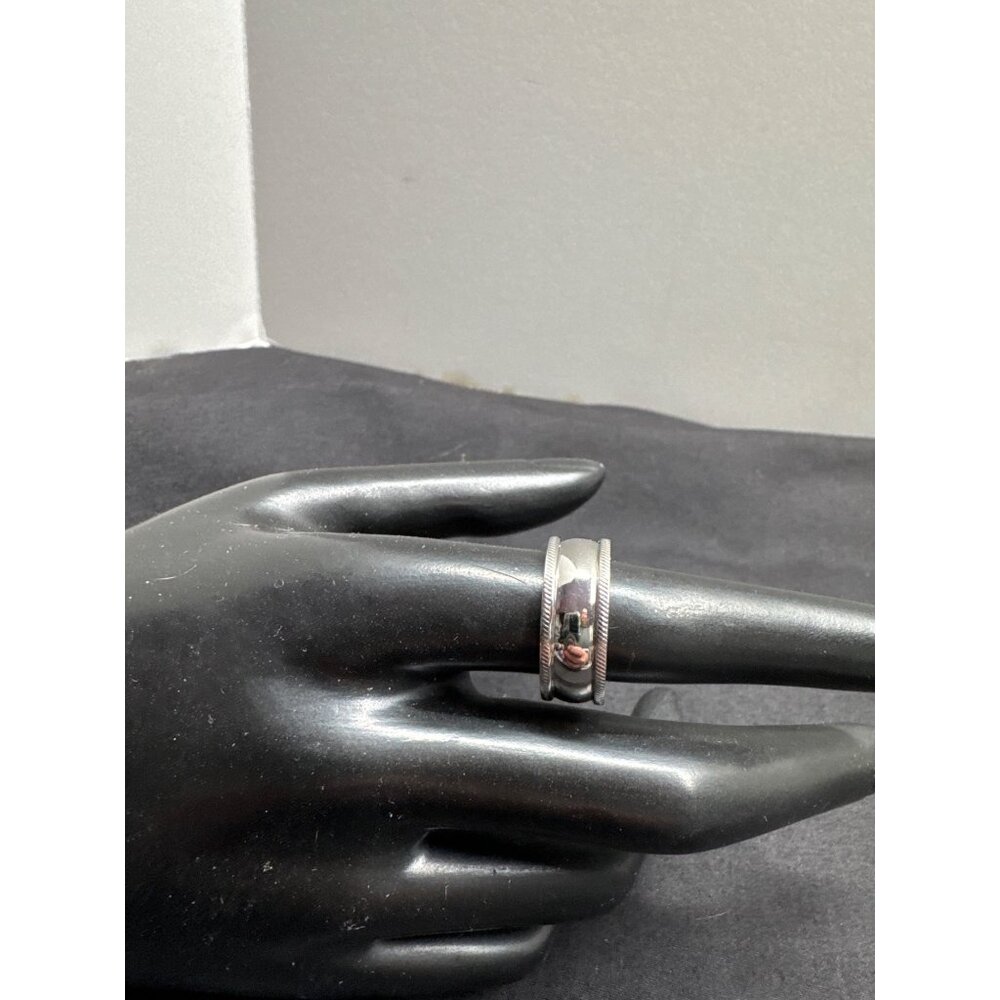 Mens Polished Silver-Tone  Fidget Ring Size 8 No Marks